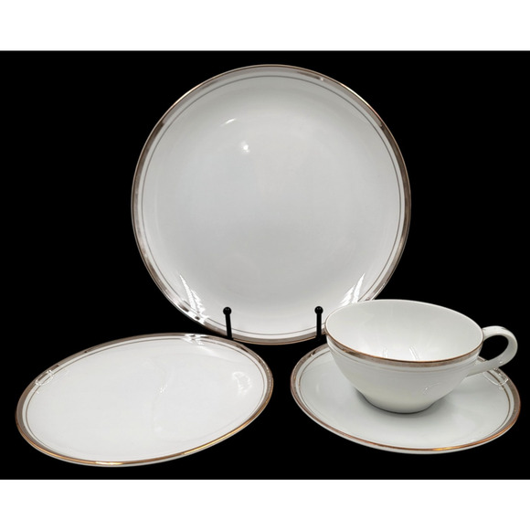 Royalton Translucent Porcelain 4 Piece Setting Luncheon Bread Plates Cup Saucer - Picture 2 of 8
